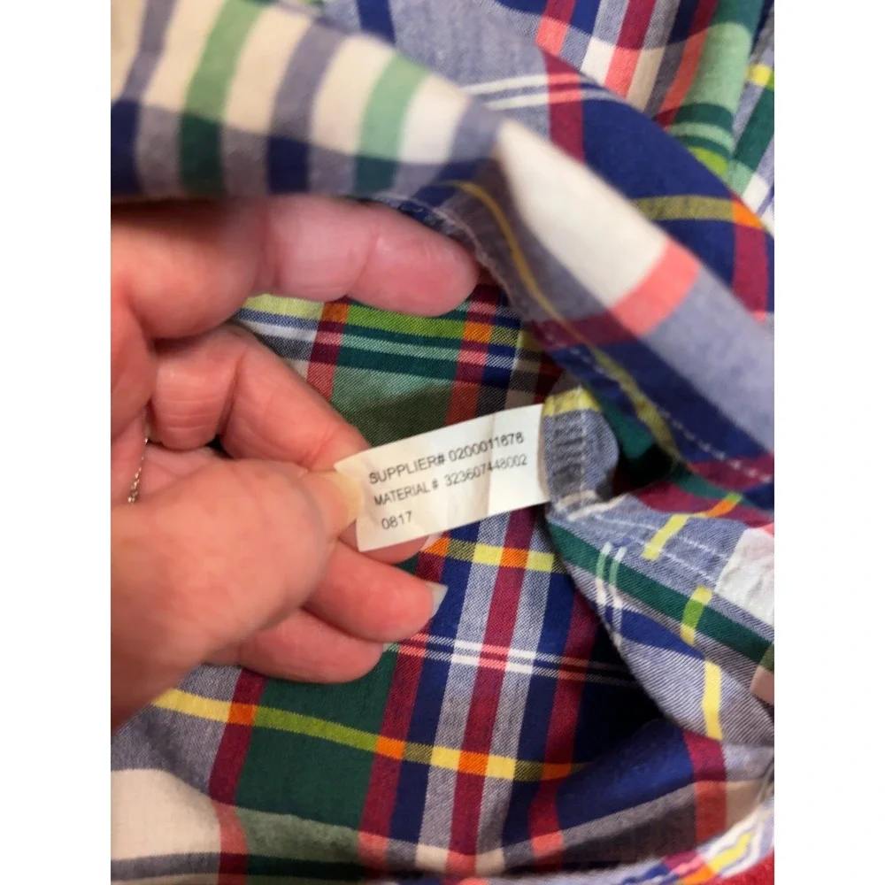 Ralph Lauren Boys Plaid Button Down Shirt Short Sleeve Multi Color Size L 14-16